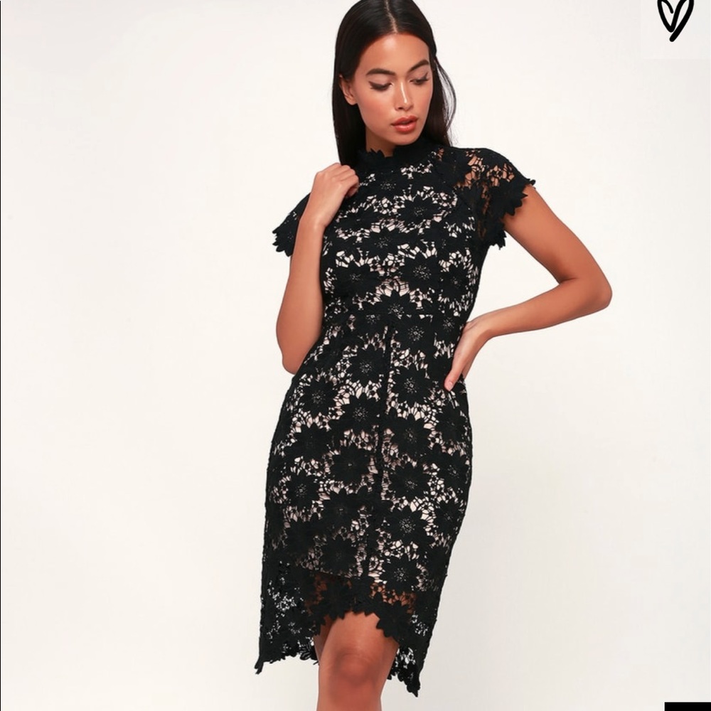 BOLD LOVE BLACK AND NUDE LACE BODYCON DRESS lulu’s